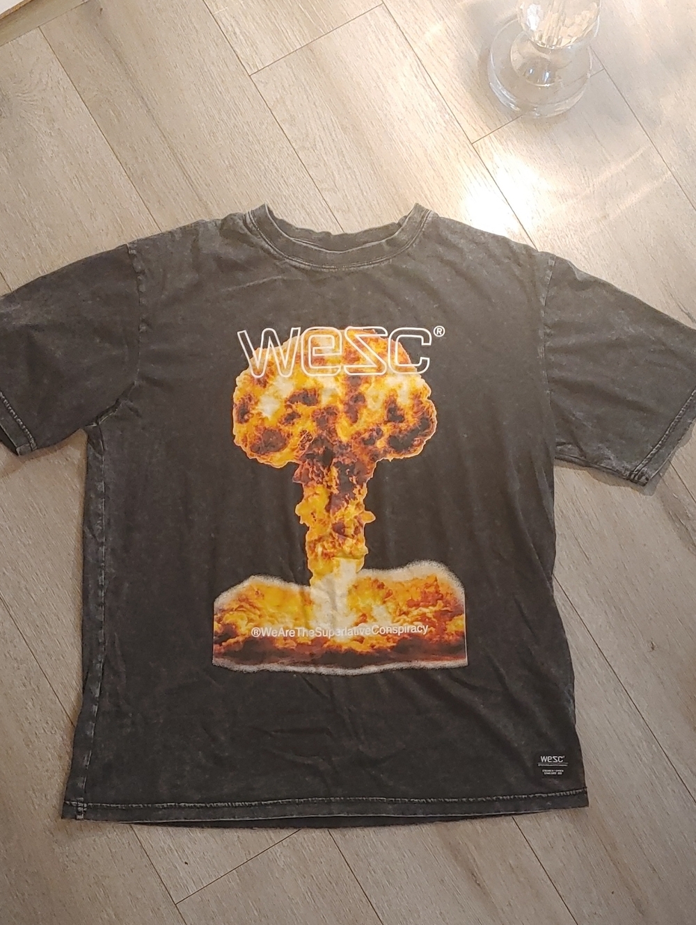 WESC Black Tee with Orange & Yellow Explosion Graphic